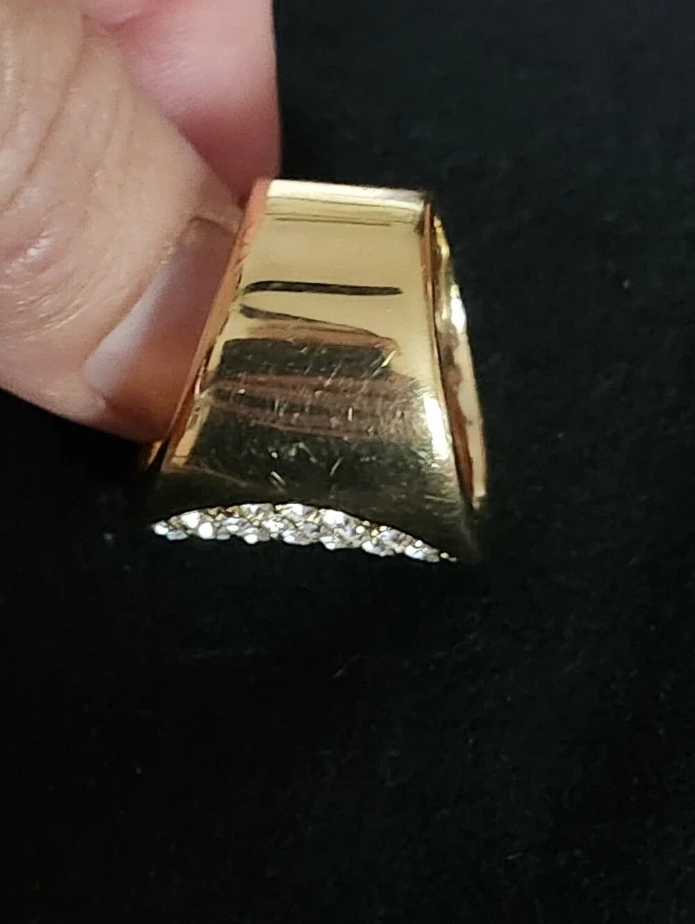 Nolan Miller Gold Tone Pavé Crystal Shield Ring Size 7